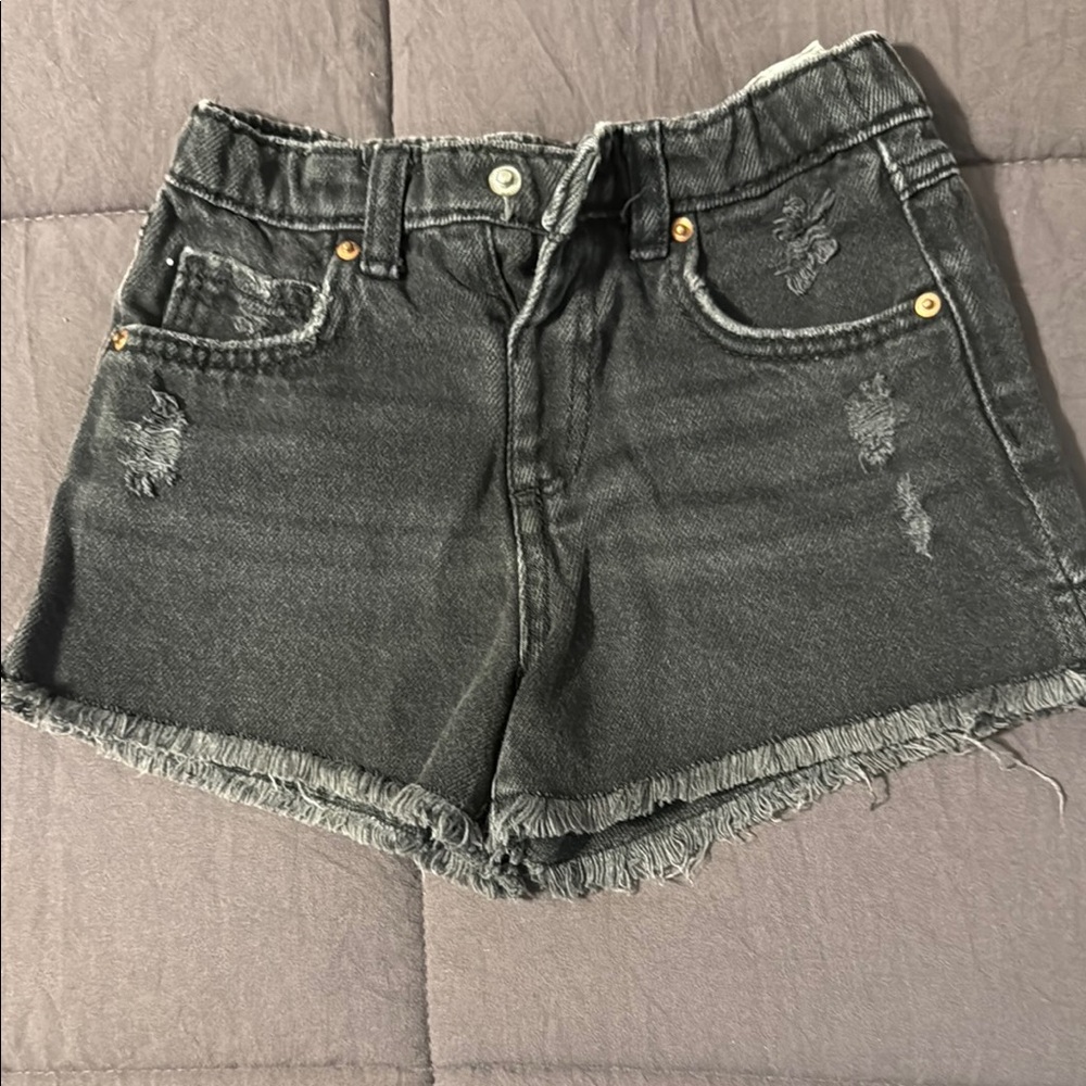 Distressed black Denim Shorts